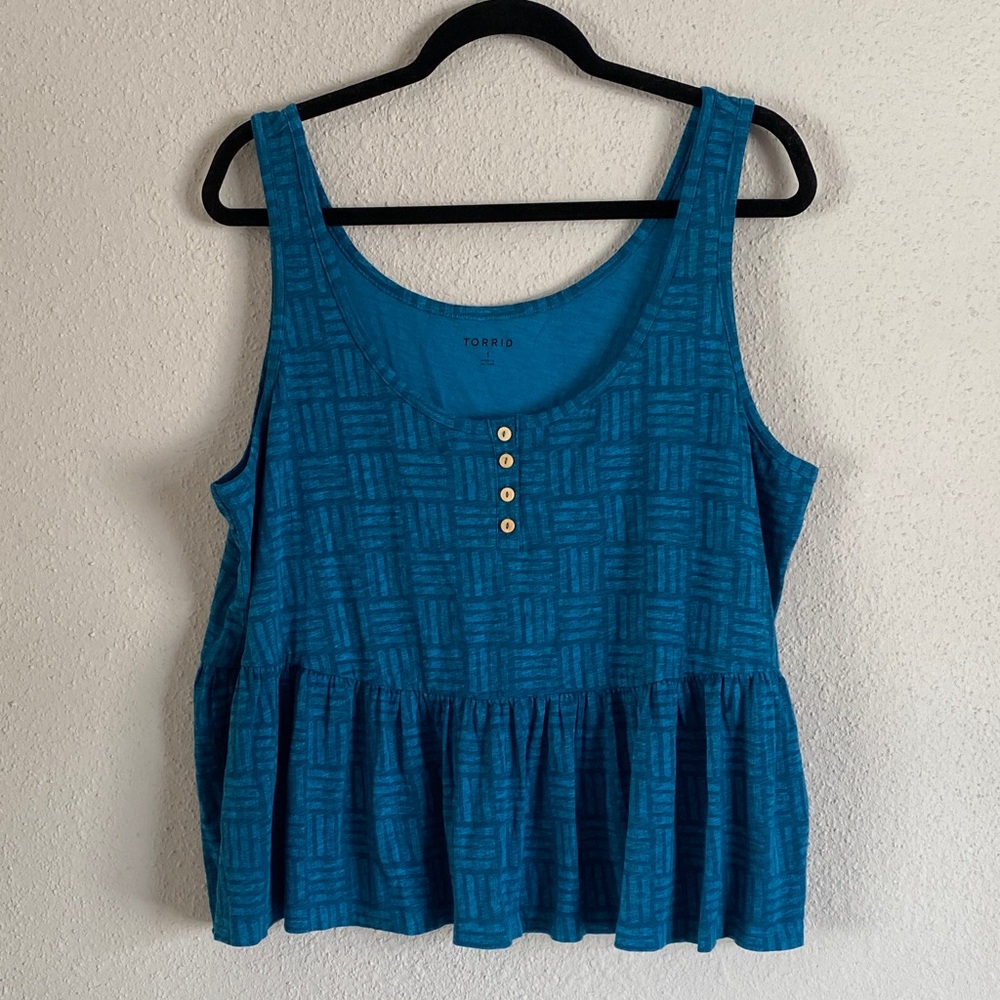 Torrid Teal Patterned Tank Top